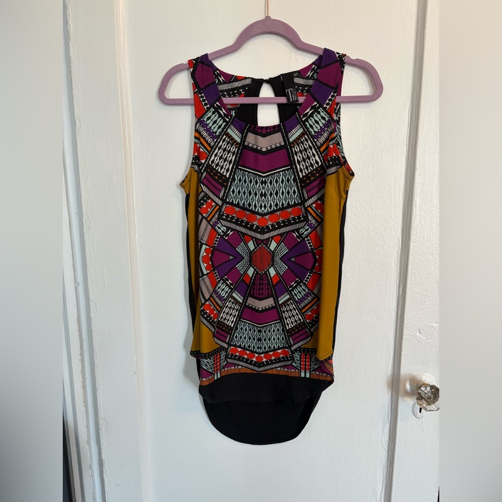Anthropologie Tt Collection Geometric Print Tank Top Tunic Multicolor